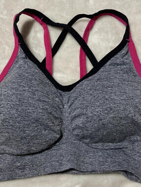 AK~Sports Bra~Women's~Active Wear~Gym~Running~Yoga~Size Large~Strappy~Gray~NWOT